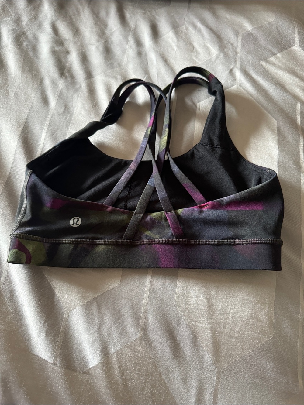 lululemon athletica Black Sports Bra with Purple Accents